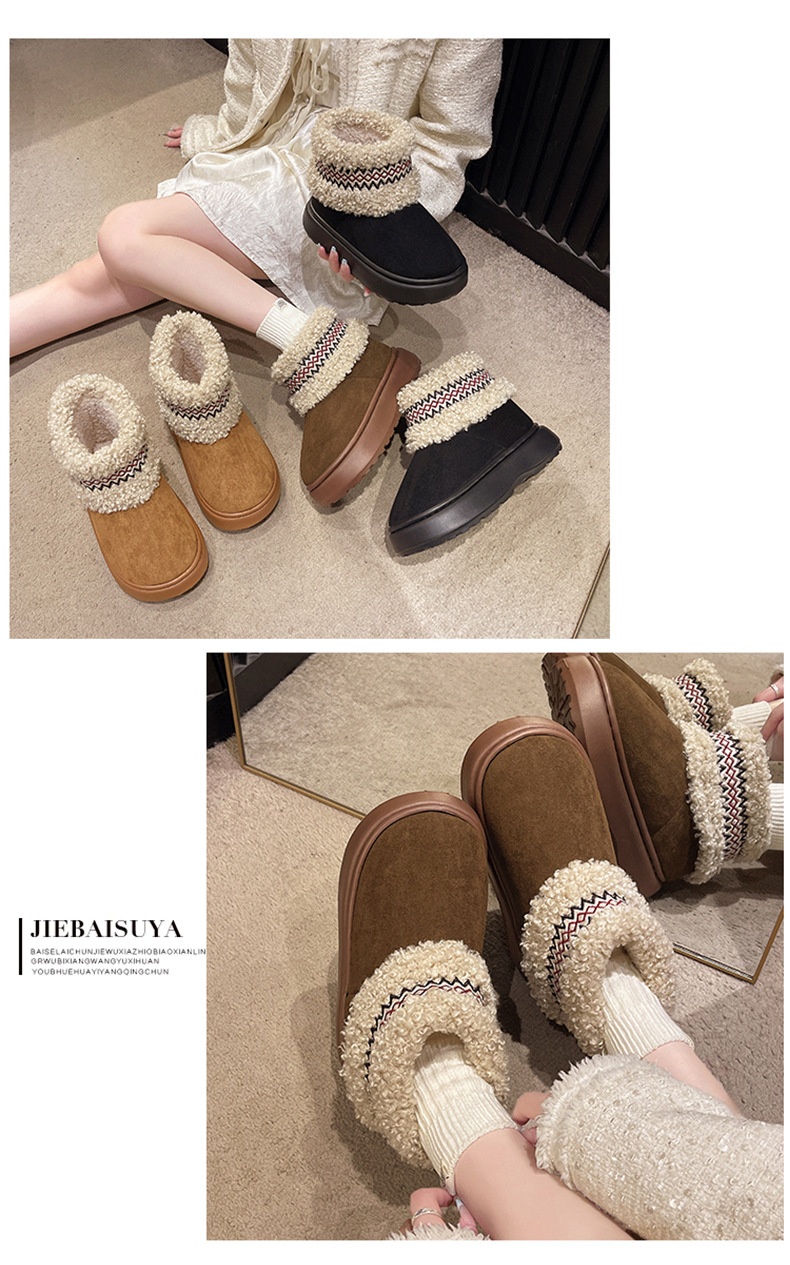 Zees Qidan Shoe Factory Women's Winter Snow Boots Korean Style Fleece-Lined Warm High-Top EVA Thick Sole Non-Slip Heel Cotton_voghion.com