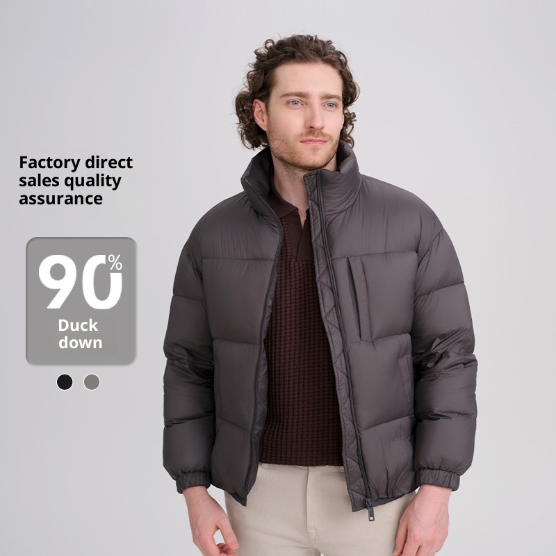 boy 2025 Jacket Short Style Autumn Winter Thickened Warm Stand Collar Men's Coat Wholesale 90% White Duck Down Filling_voghion.com