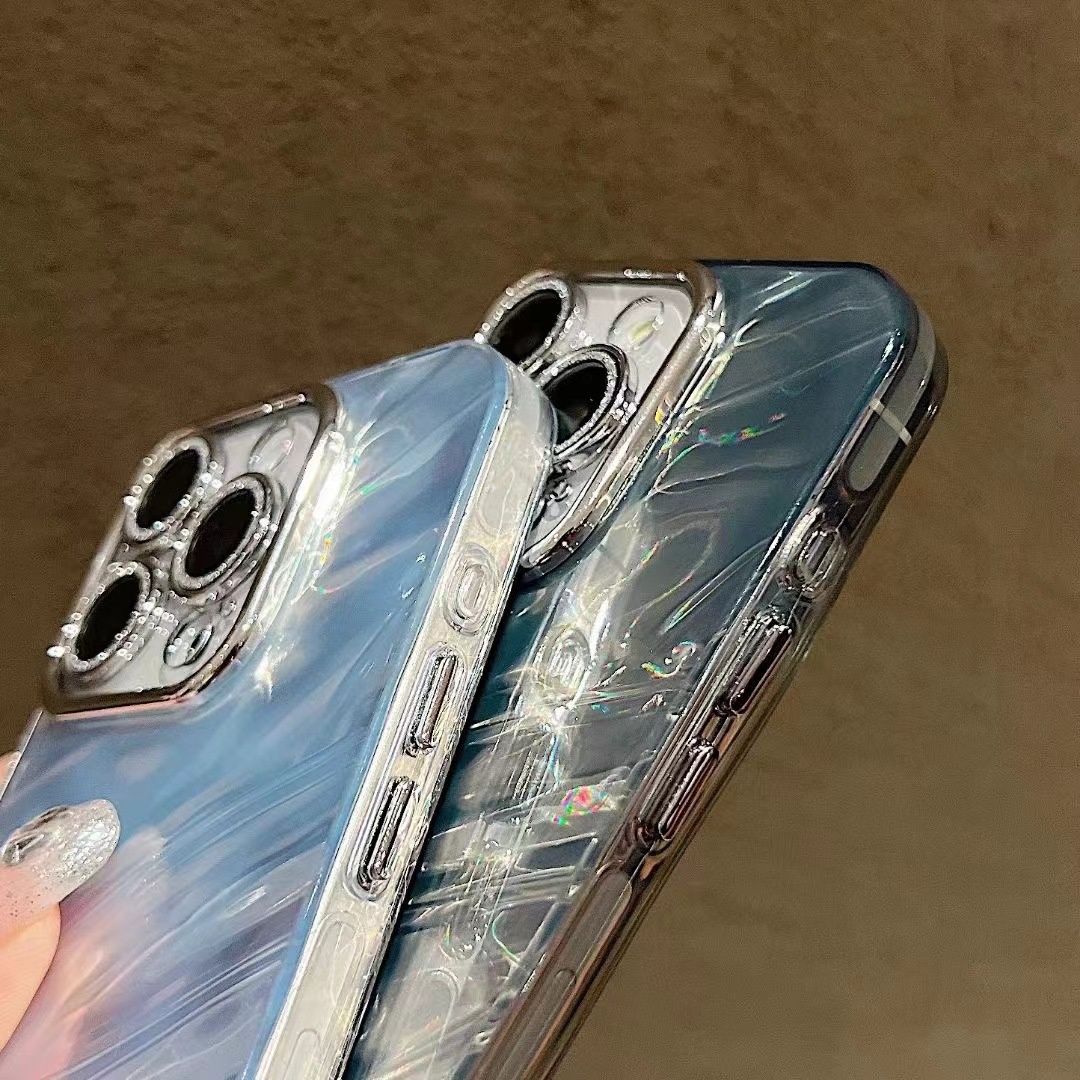 TechGlobe TechGlobe Water Ripple Glitter Lens Film Compatible With IPhone 15 14 Pro Max Phone Case 13/14 12 For Women Shiny_voghion.com