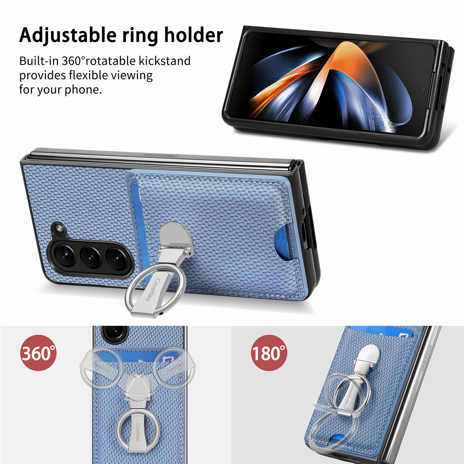 TechGlobe Compatible With Japan And Korea Sam Samsung ZFold7 Multifunctional Ring Stand Card Holder Phone Case 360°Rotating_voghion.com