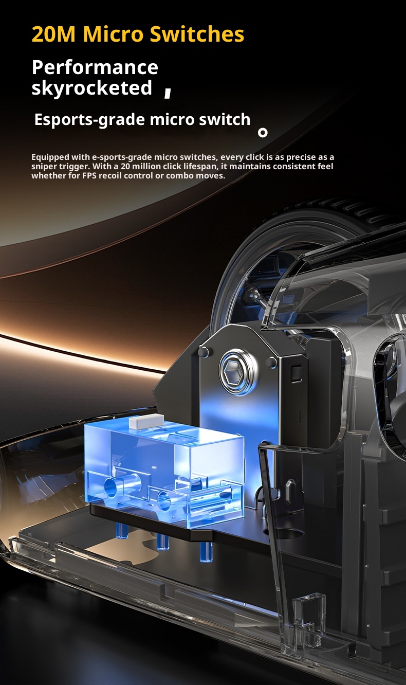 Digitex Digitex Huma Wireless Bluetooth Three-Mode Semi-Transparent Ro Programming Silent E-Sports Gaming Mouse_voghion.com