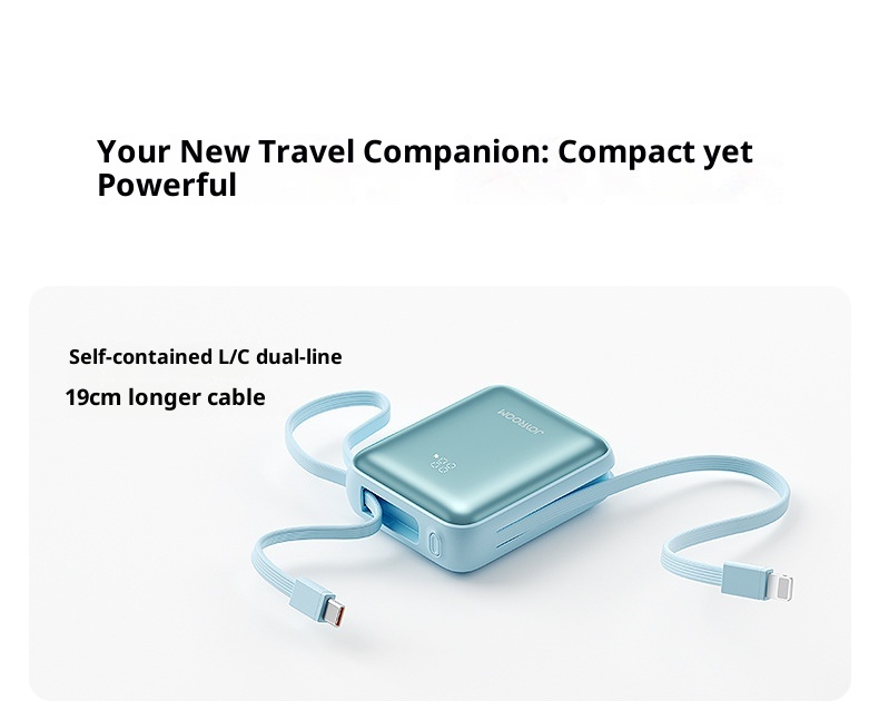 techglobe JileTang Nuovo alimentatore portatile compatto da 10000 mAh con cavo, ricarica rapida da 22,5 W, dropshipping_voghion.com