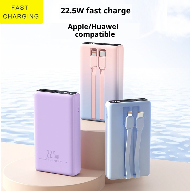 techglobe Cross-Border Exclusive 20000mAh Dual-Direction 22.5W Fast Charging Capacity Power Bank Portable With Dual Cables Lithium_voghion.com