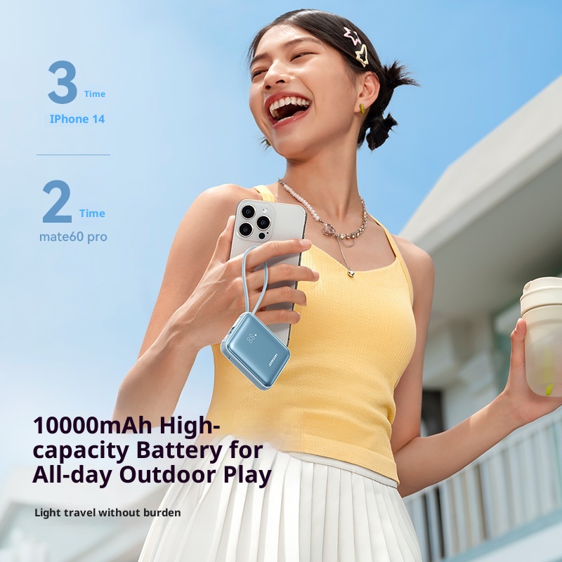 techglobe JileTang Nuovo alimentatore portatile compatto da 10000 mAh con cavo, ricarica rapida da 22,5 W, dropshipping_voghion.com