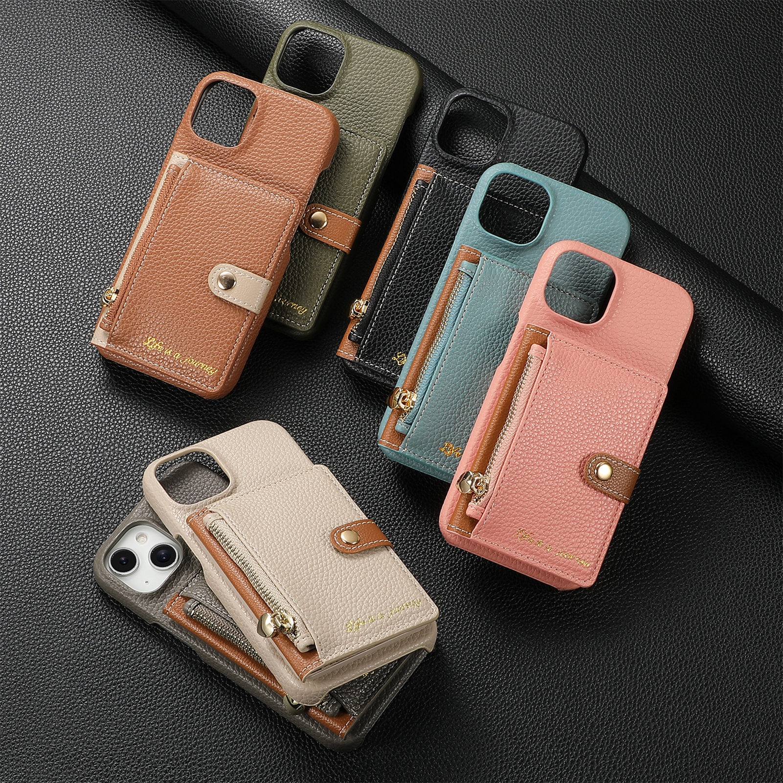 Custodia protettiva per iPhone 17 PM con bordo in olio e texture litchi semplice e tinta unita TechGlobe_voghion.com