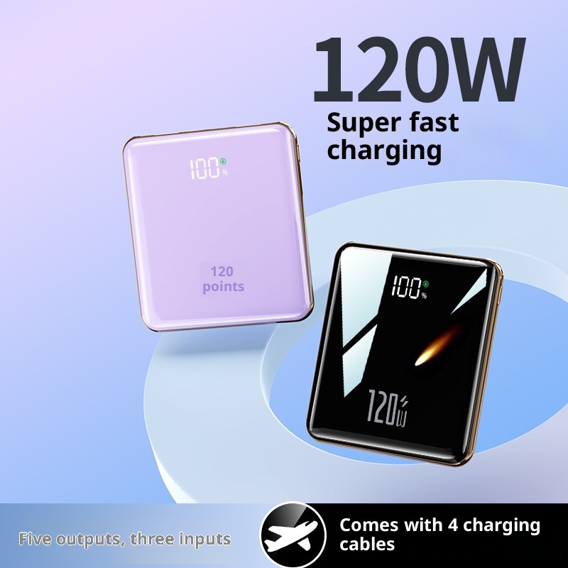 TechGlobe 3C Certified 120W Super Fast Charging With Cable 20000mAh Large Capacity Bank Mini Portable Mobile Power Supply_voghion.com