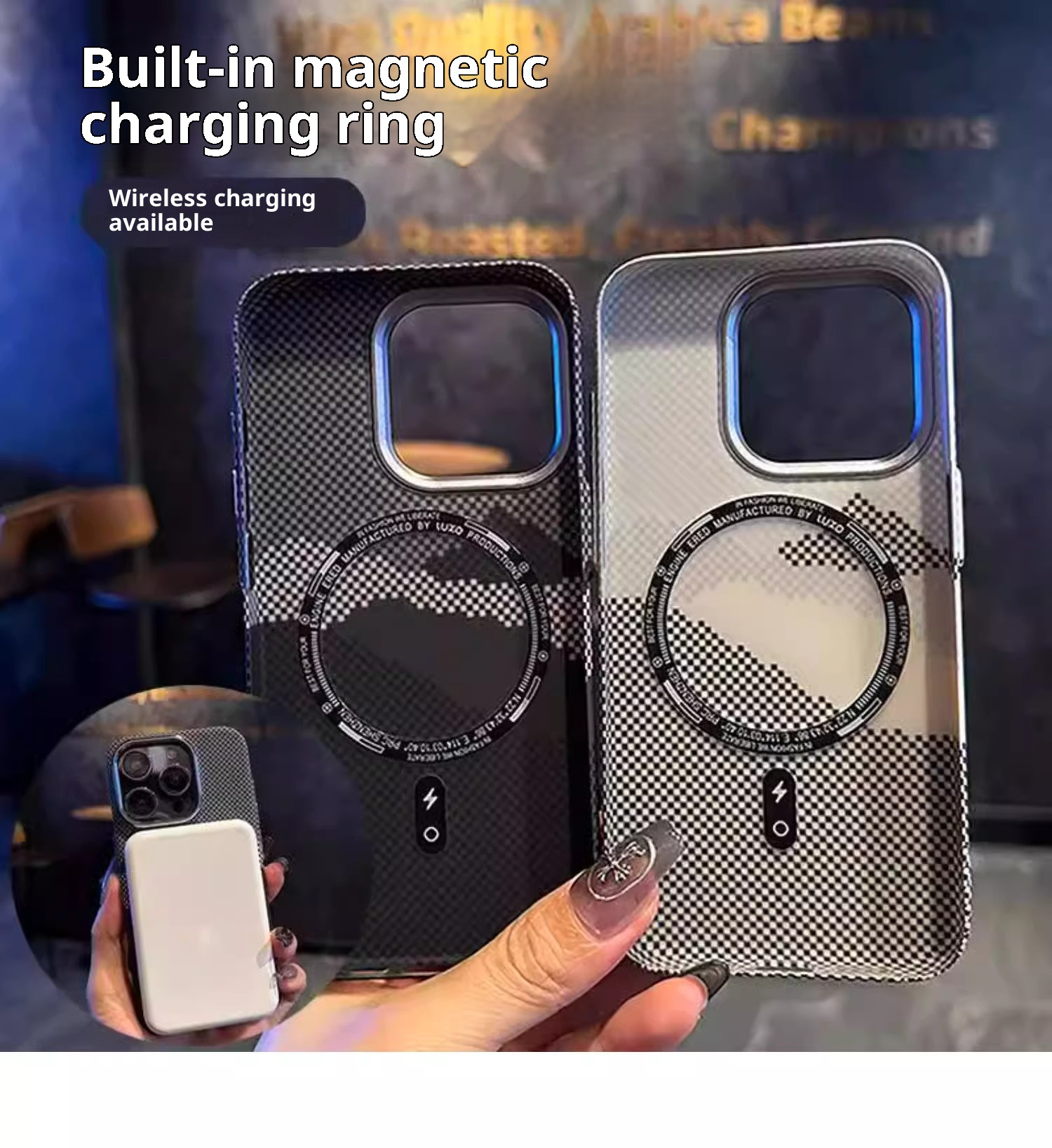 Custodia per telefono TechGlobe compatibile con iPhone 16 Pro Max, magnetica, in fibra di carbonio e Kevlar, copertura completa, antiurto, 15_voghion.com