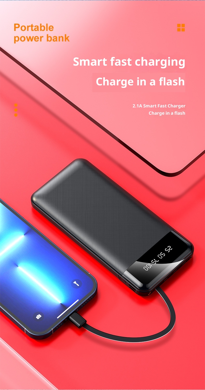 techglobe 20000 MAh Power Bank Business Gift Mini Charger Custom Fast Charging With Cable Compact Portable_voghion.com