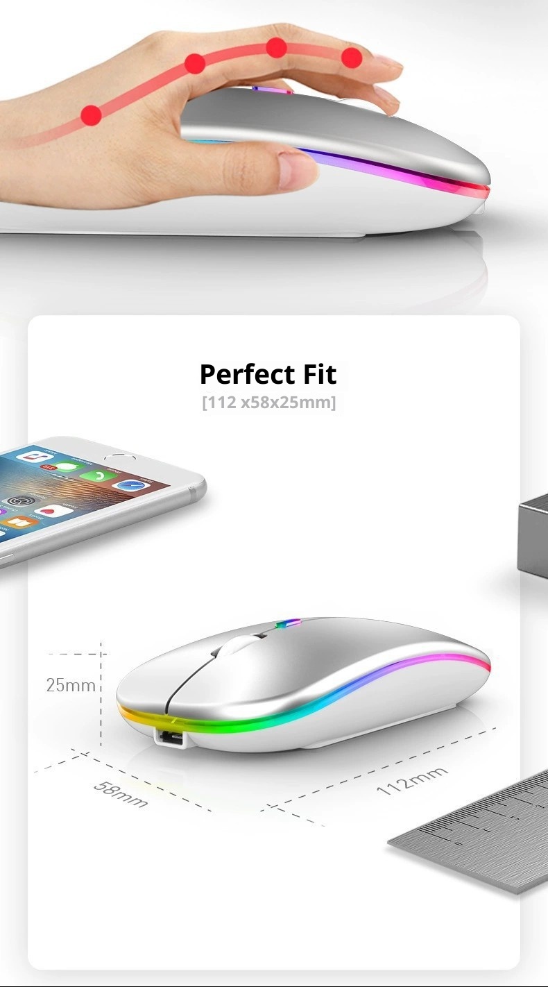 Techglobe Bluetooth For Laptop, Phone, Tablet Universal Wholesale Silent Dual Mode Luminous Wireless Mouse Type-C Interface_voghion.com