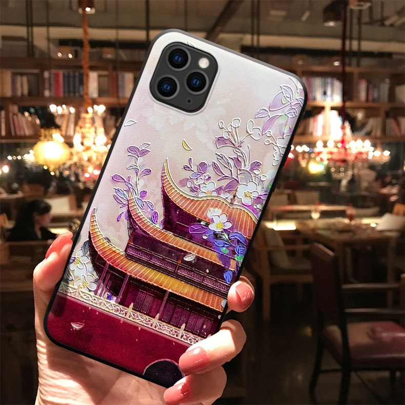 TechGlobe Suitable For 15/17/8 Plus Embossed Phone Chinese Style National Trend Shockproof Fresh Artistic Protective Case_voghion.com