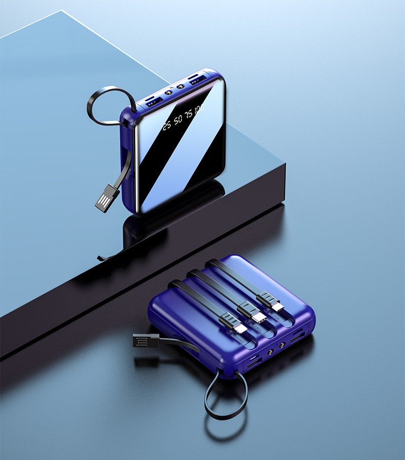 techglobe Mini Built-in Cable Bank 20000mAh Large Capacity Portable Mobile Power Supply Gift Custom Wholesale_voghion.com
