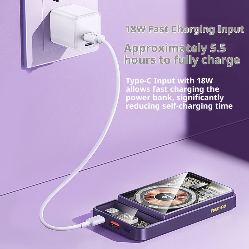 TechGlobe REMAX compatibile con 17 cavi magnetici trasparenti integrati, banca dati mobile da 10000 mAh con ricarica rapida 3C_voghion.com