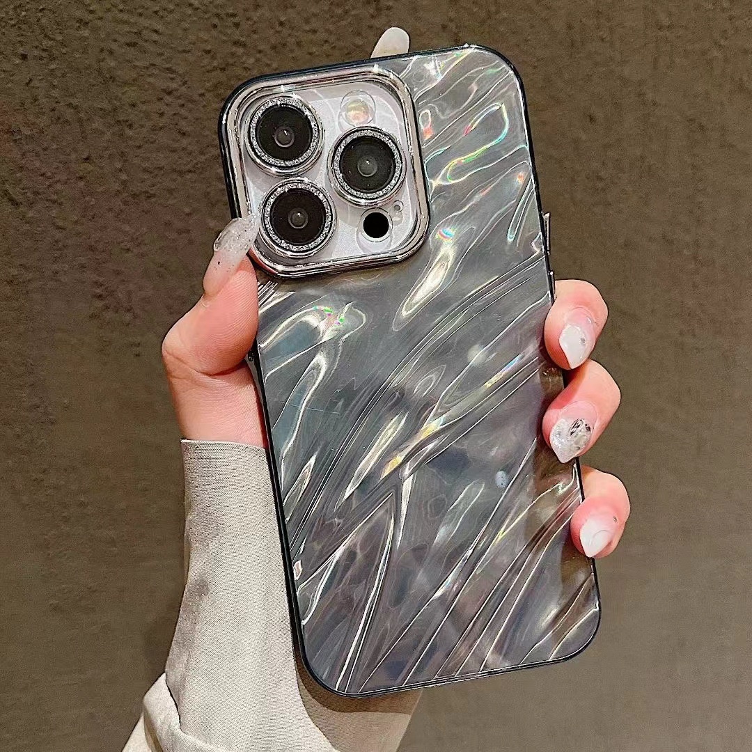 TechGlobe TechGlobe Water Ripple Glitter Lens Film Compatible With IPhone 15 14 Pro Max Phone Case 13/14 12 For Women Shiny_voghion.com