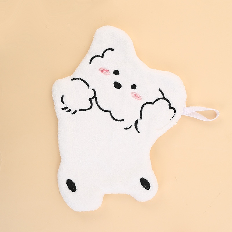 Lillian Dog Coral Fleece Kitchen Bathroom Non-Absorbent Cartoon Children's Hanging Towel Gift Hand Drying_voghion.com