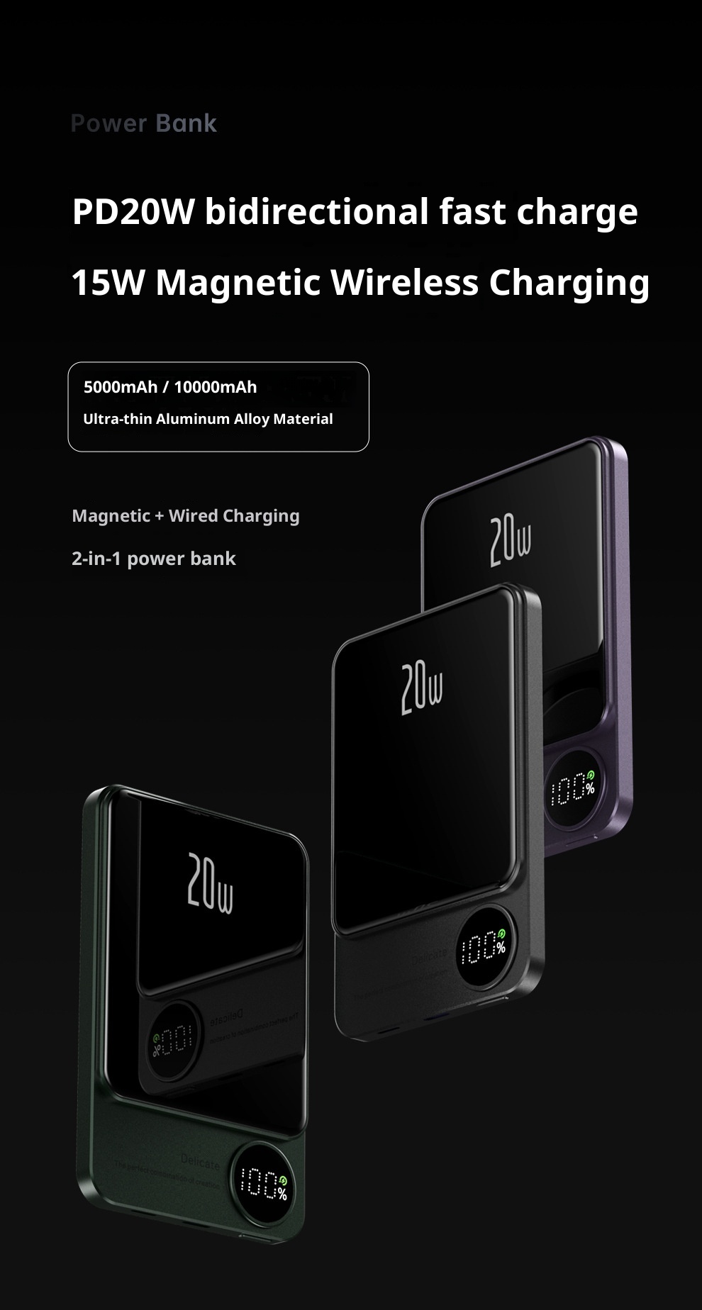 techglobe Magnetische Powerbank 10000mAh Ultradünn Praktisch Kabelloses Schnellladen Clip-on Mobile Power Großhandel_voghion.com