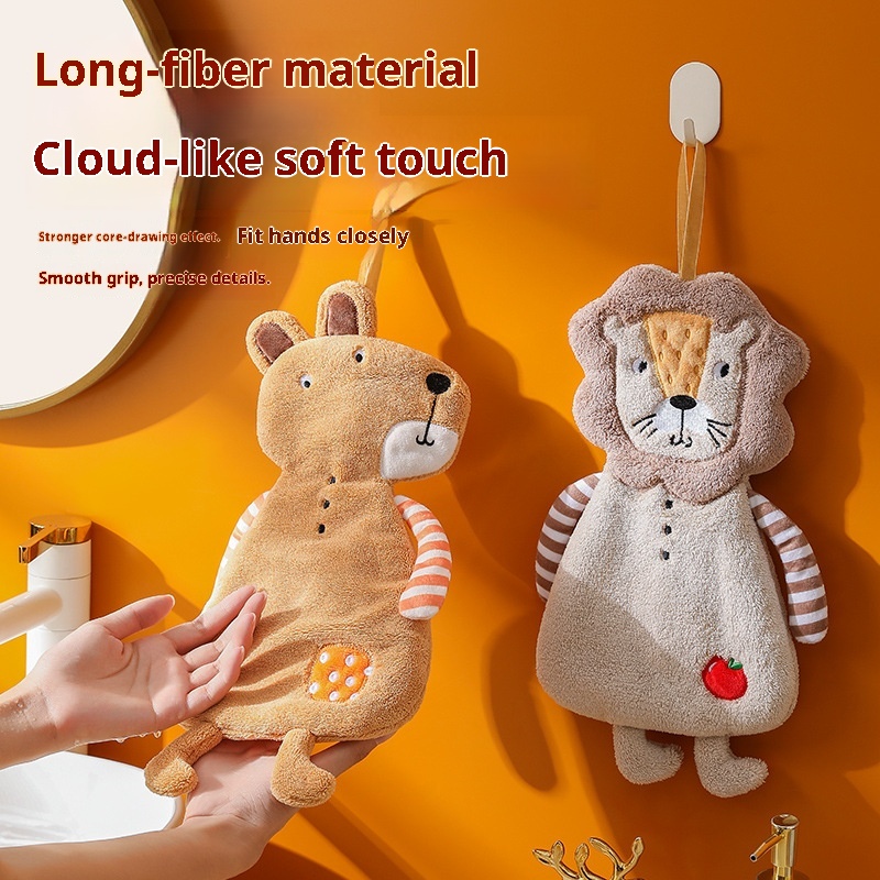 Lillian Cartoon Hanging Household Cute Animal Kitchen Hand Ball Bathroom Children's Square Towel_voghion.com