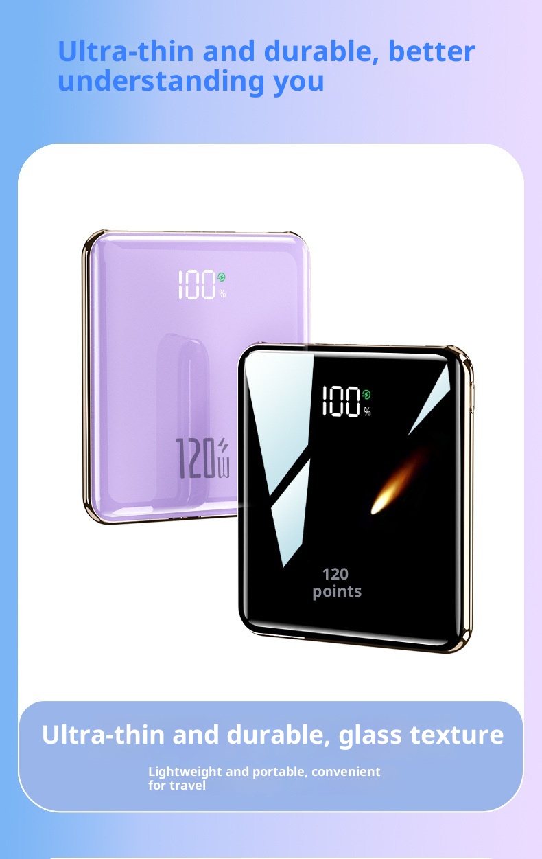 TechGlobe 3C Certified 120W Super Fast Charging With Cable 20000mAh Large Capacity Bank Mini Portable Mobile Power Supply_voghion.com