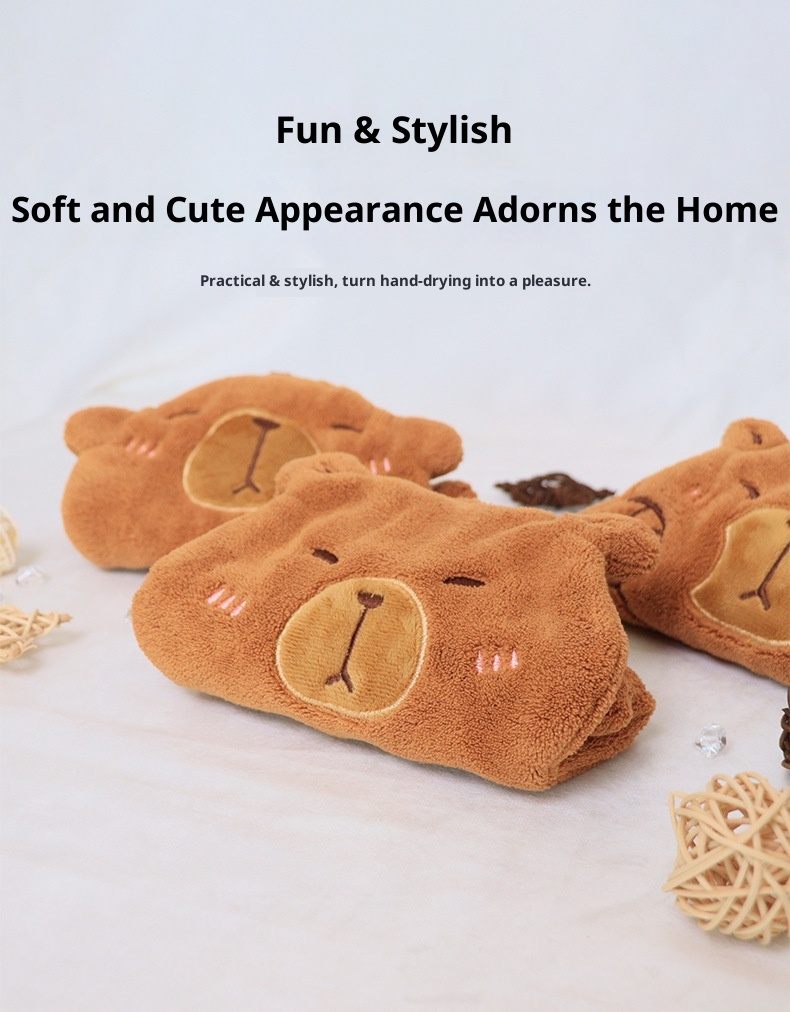 Lillian Cross-Border Kapibara Coral Fleece Hanging Thickened Non-Shedding Handkerchief Absorbent Hand Wiping Small Towel_voghion.com