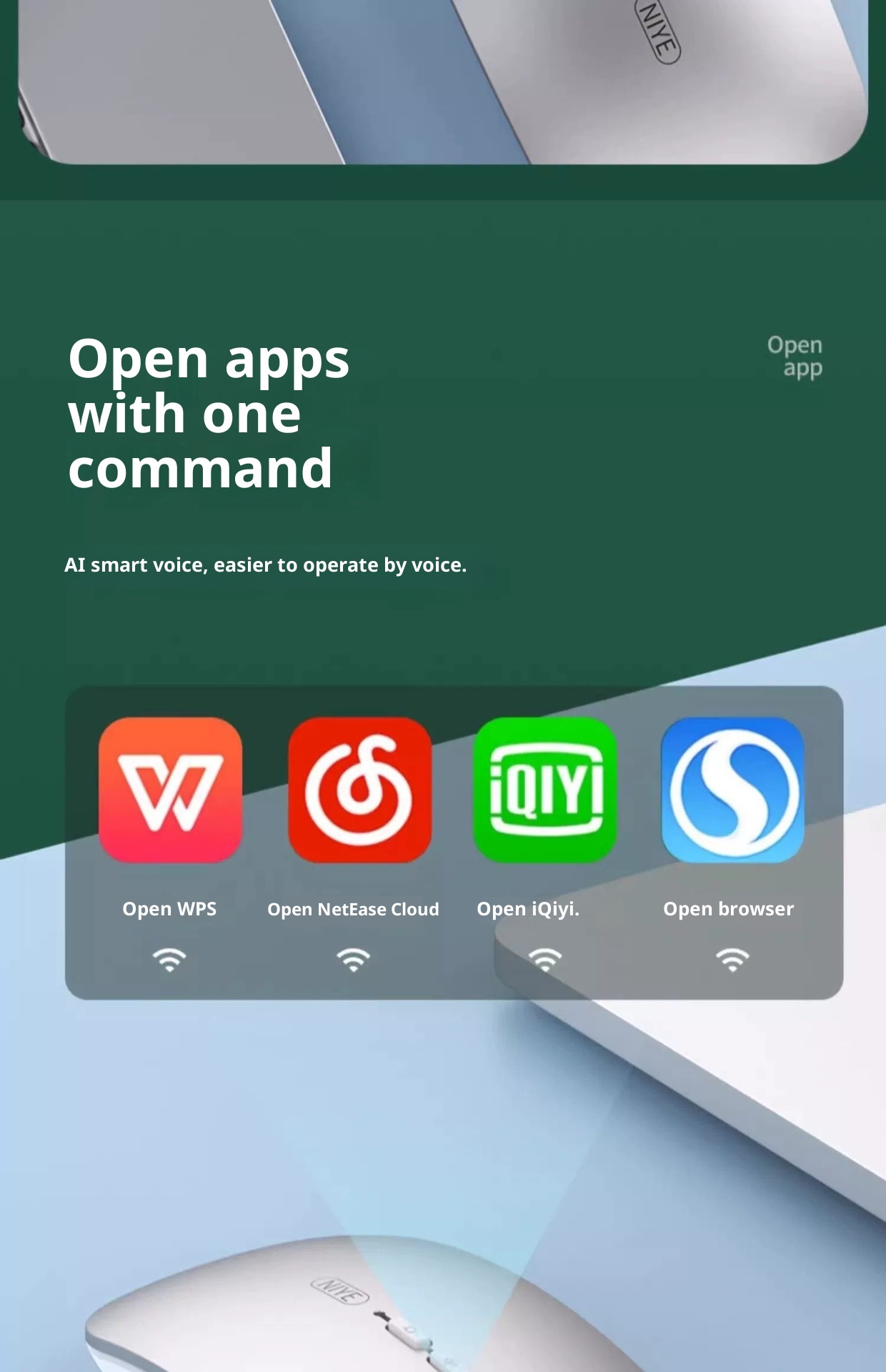 Digitex Digitex AI Smart Wireless Bluetooth Mouse Voice Control Input Text Translation Rechargeable USB Connection To Computer_voghion.com