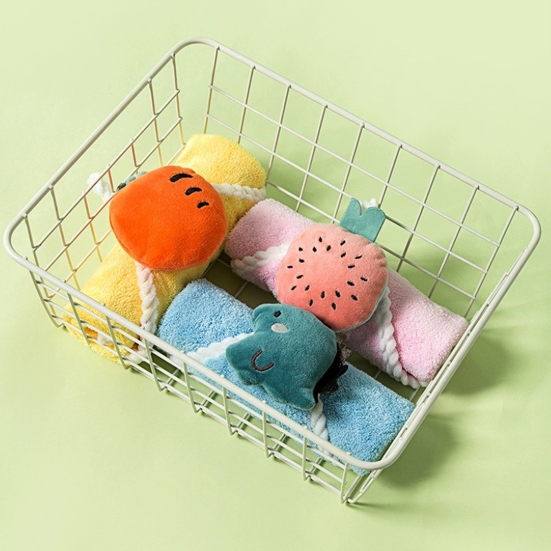 Lillian Hanging Cute Cartoon Home Bathroom Hand Small Square Towel Non-Shedding Soft And Dirty-Resistant_voghion.com