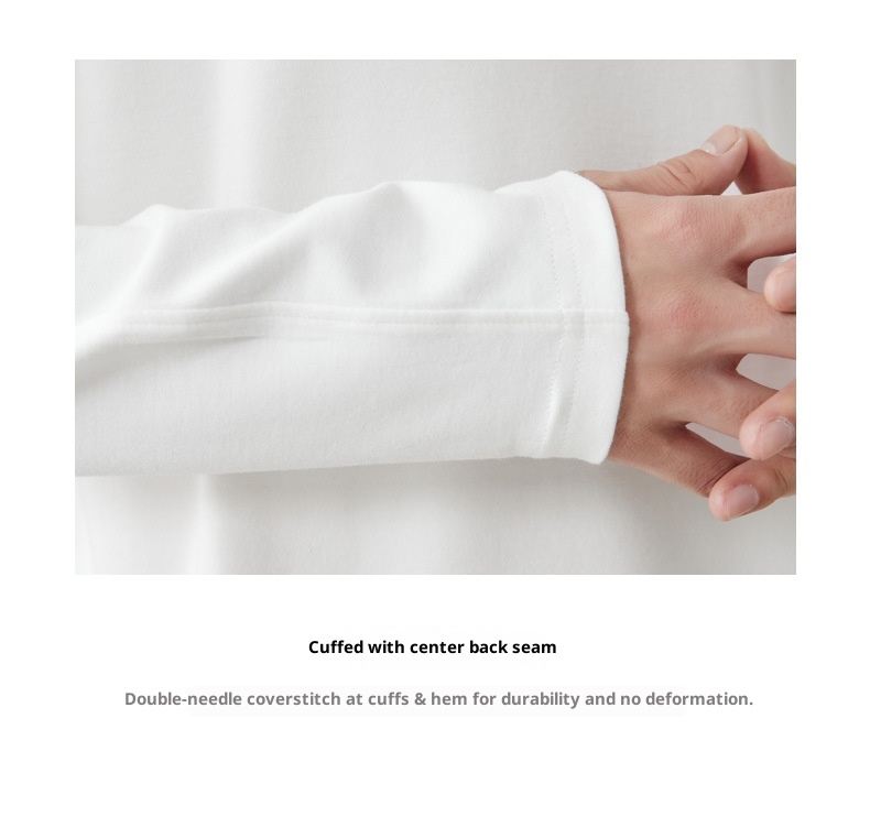 QFV507045555501<2 T-shirt a maniche lunghe da uomo in cotone peruviano pettinato 260 g, primavera estate 2025, nuova maglietta da uomo con strato interno in tinta unita_voghion.com