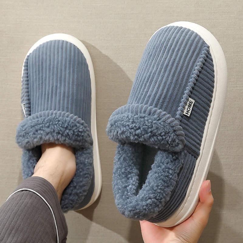 Zees Plush Warm Shoes Men Winter Outdoor Wear Middle-aged And Elderly Home Indoor Thick-soled Non-slip Closed-back Cotton_voghion.com