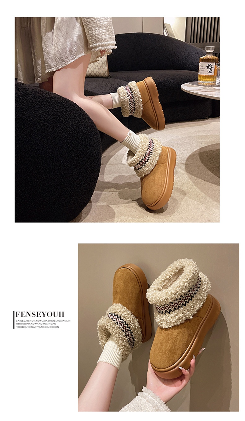 Zees Qidan Shoe Factory Women's Winter Snow Boots Korean Style Fleece-Lined Warm High-Top EVA Thick Sole Non-Slip Heel Cotton_voghion.com