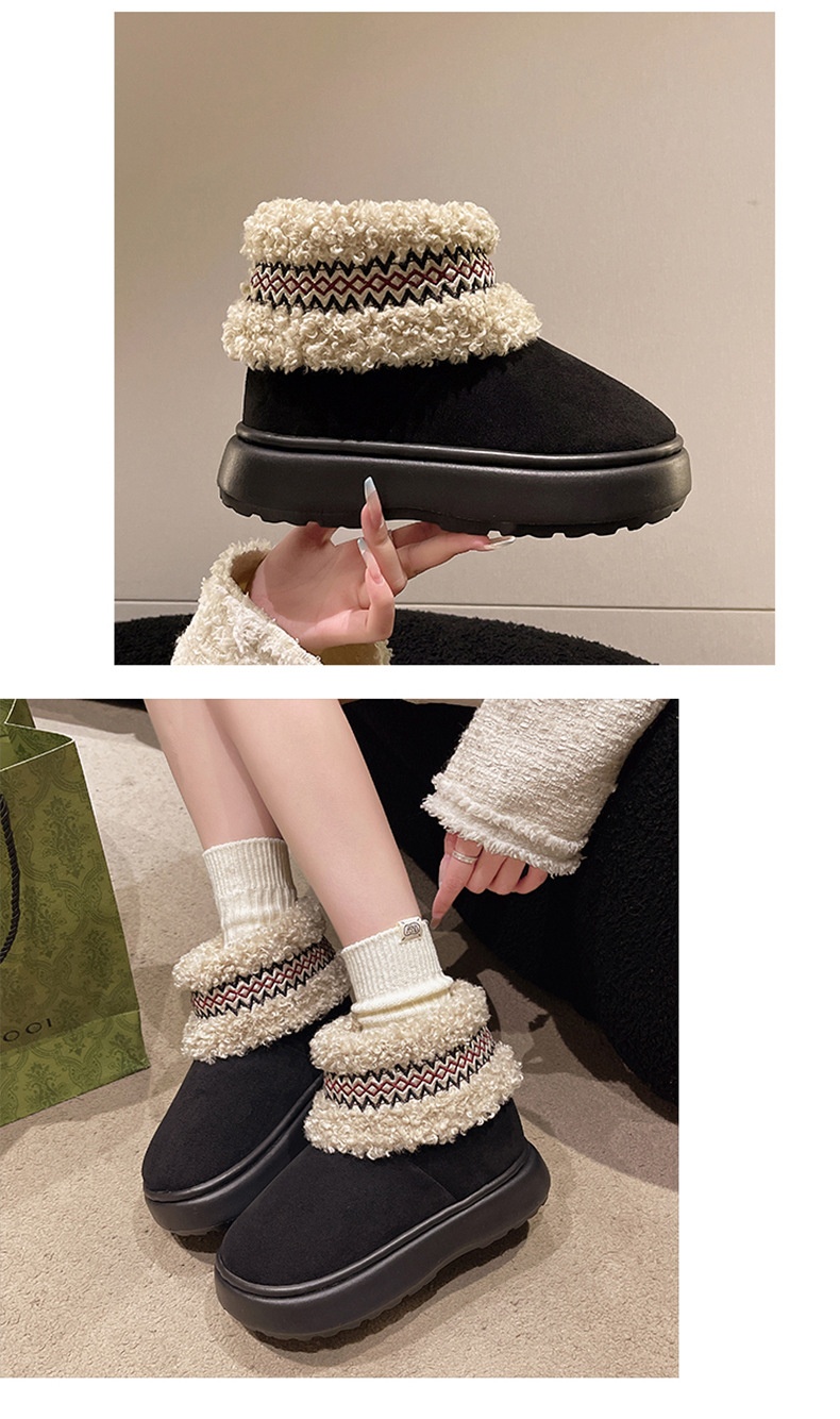 Zees Qidan Shoe Factory Women's Winter Snow Boots Korean Style Fleece-Lined Warm High-Top EVA Thick Sole Non-Slip Heel Cotton_voghion.com