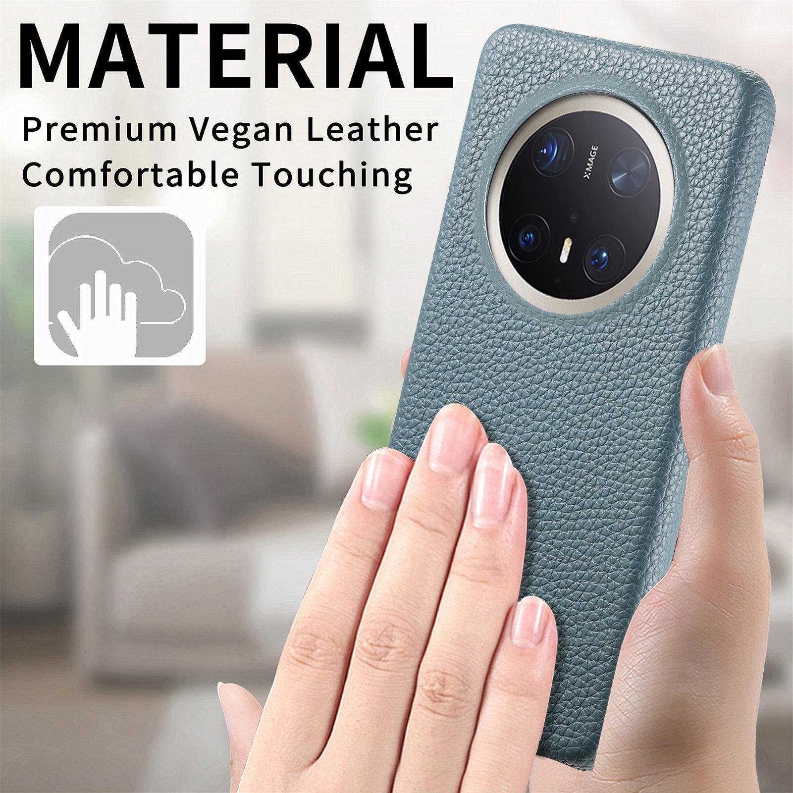 TechGlobe Hochwertiges Lych-Grain-Glattleder, hautfreundlich, kompatibel mit Mat70, groß, stoßfest_voghion.com