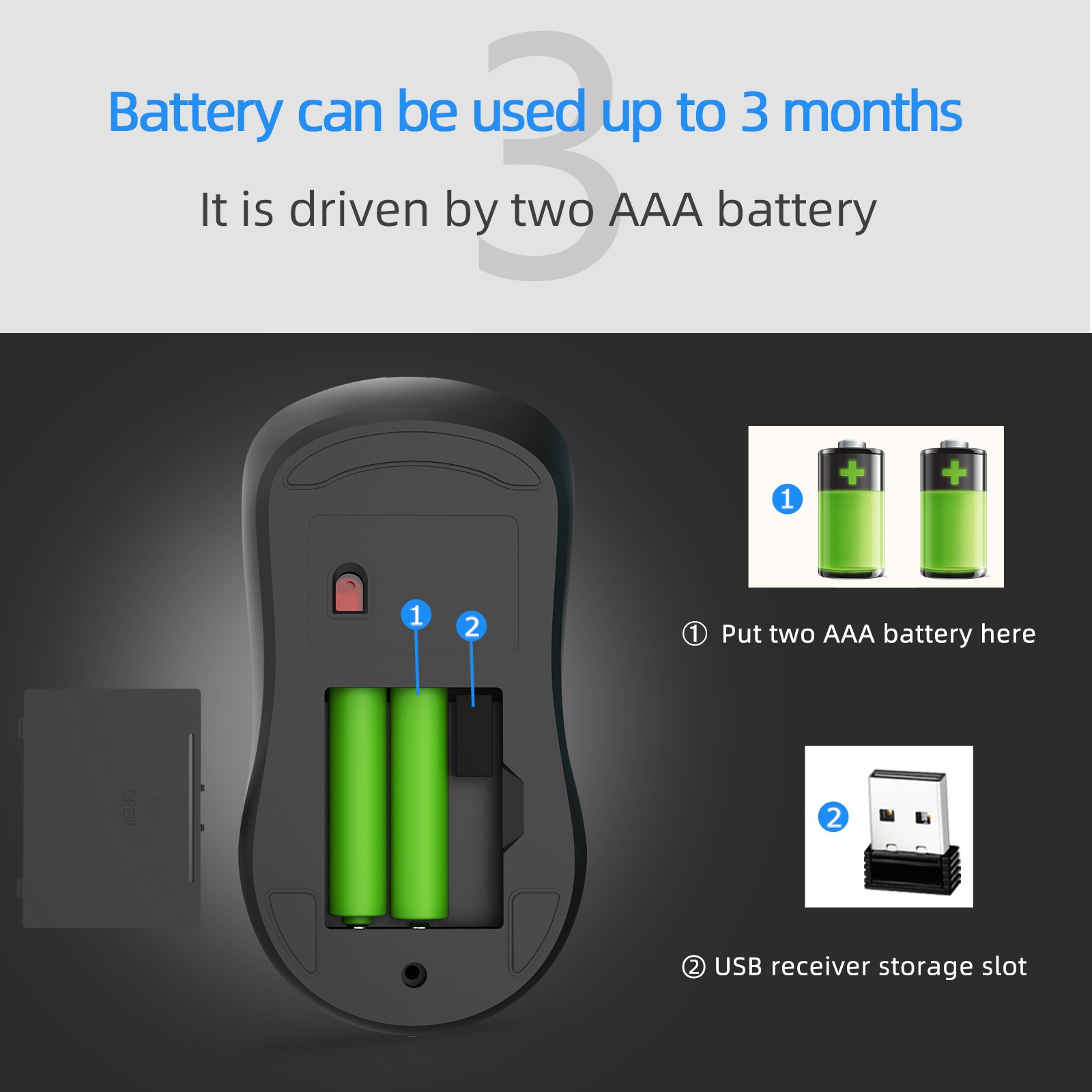 Mouse wireless leggero con batteria, pulsante audio, 2,4 G T2, tre livelli DPI, disponibile in magazzino Techglobe Factory_voghion.com