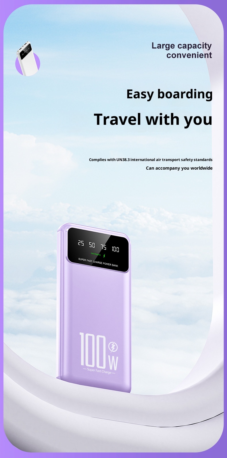 techglobe Super Fast Charging 100W Custom Gift Mini Built-in Cable Bank 20000mAh Wholesale Mobile Power Supply_voghion.com