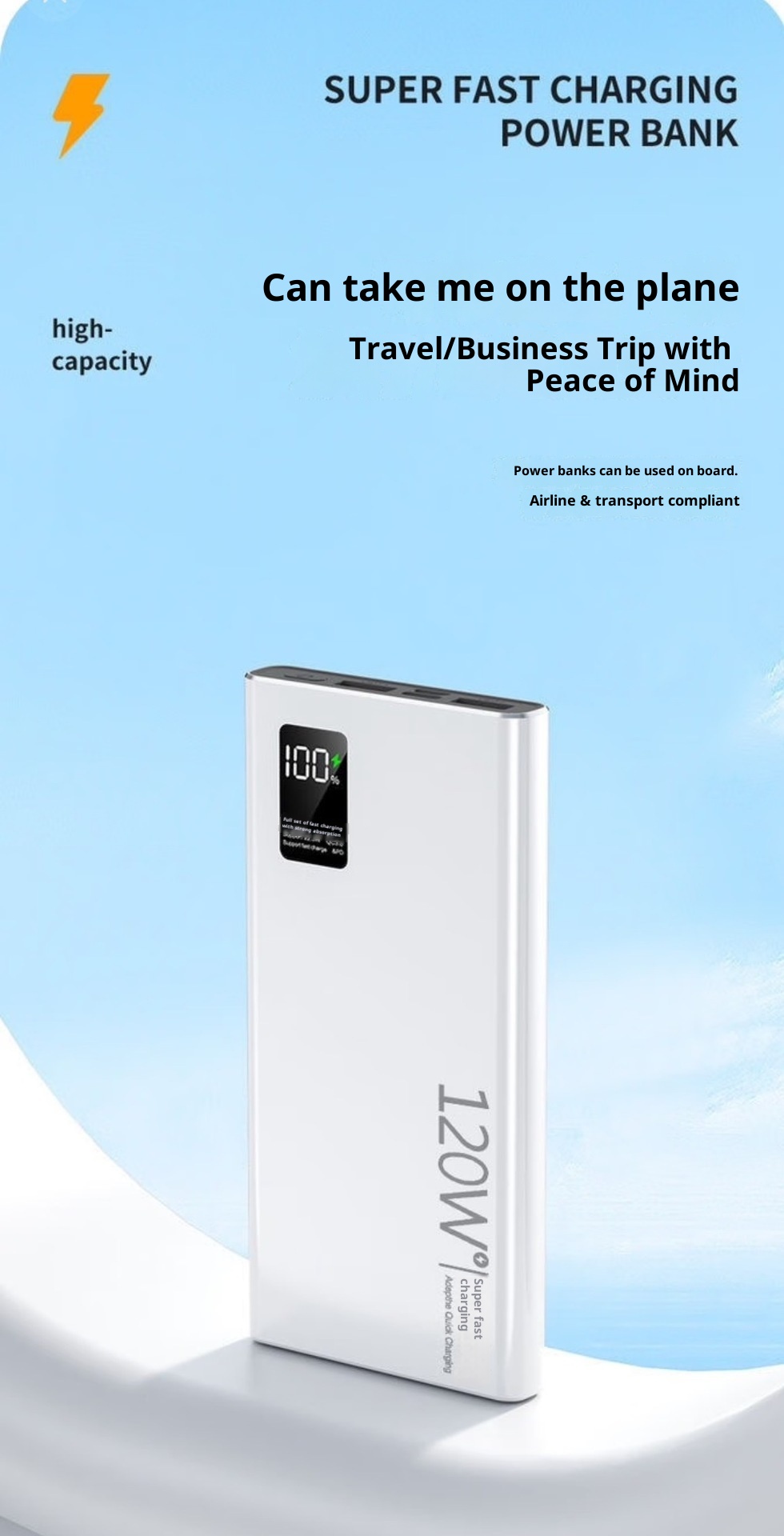 techglobe 3C Certified 120W Super Fast Charging 20000mAh Bank Large Capacity 10000mAh Portable Mobile Power Supply_voghion.com