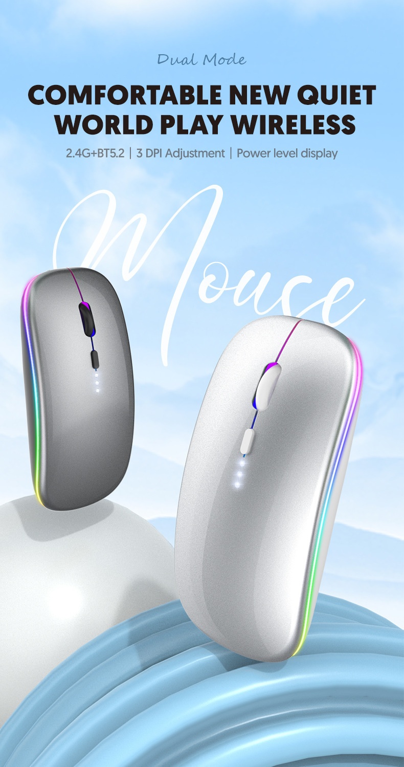 Techglobe Hot-Selling Type-C Charging Silent Bluetooth Dual-Mode Power Display Wireless Mouse Universal For Phones And_voghion.com
