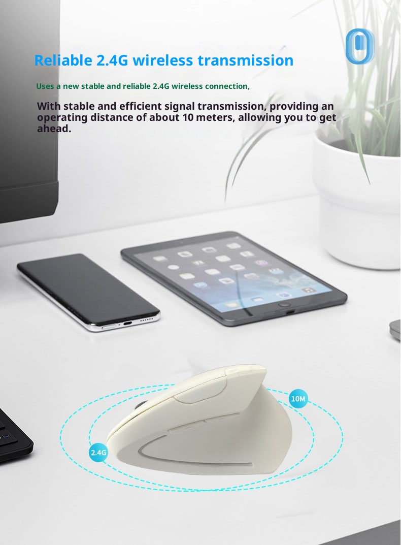 Techglobe Rechargeable Wireless Vertical Laptop Desktop Ergonomic Dual Mode Silent Bluetooth Mouse Wholesale_voghion.com