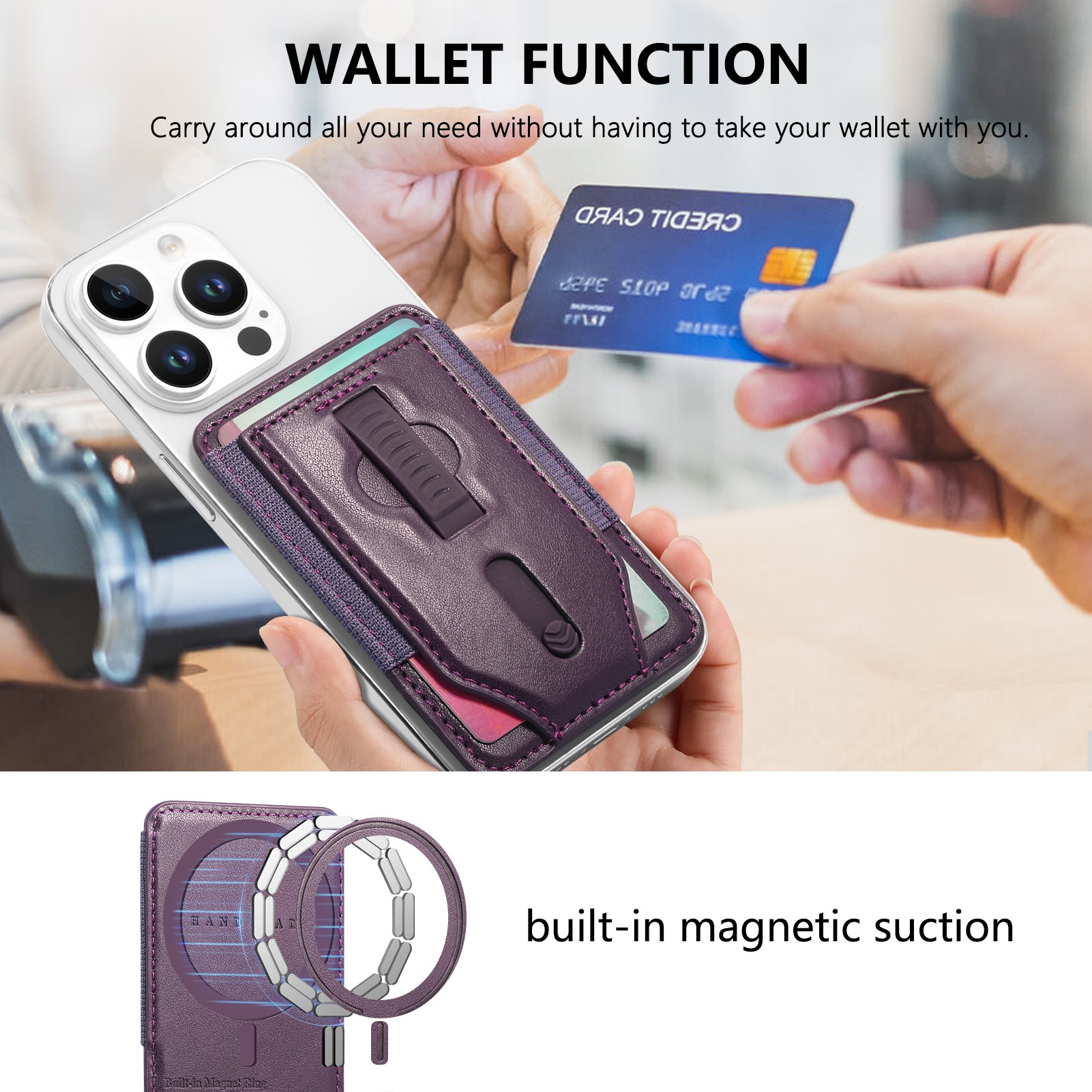 TechGlobe Compatible With IPhone 17 Magnetic Holder Card Hidden Retractable Elastic Wrist Strap N52 Phone Case_voghion.com