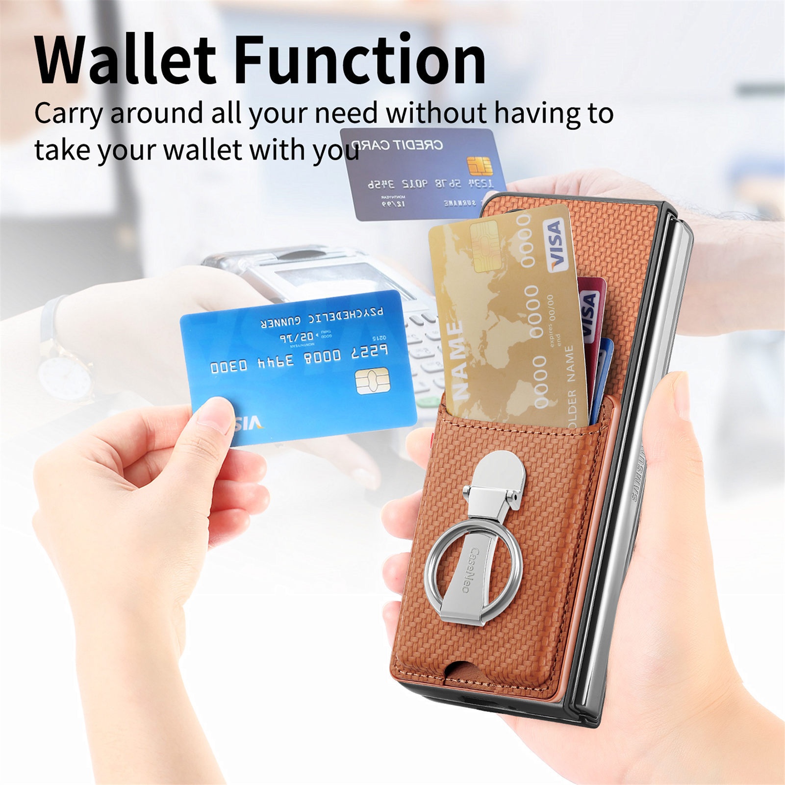 TechGlobe Compatible With Japan And Korea Sam Samsung ZFold7 Multifunctional Ring Stand Card Holder Phone Case 360°Rotating_voghion.com