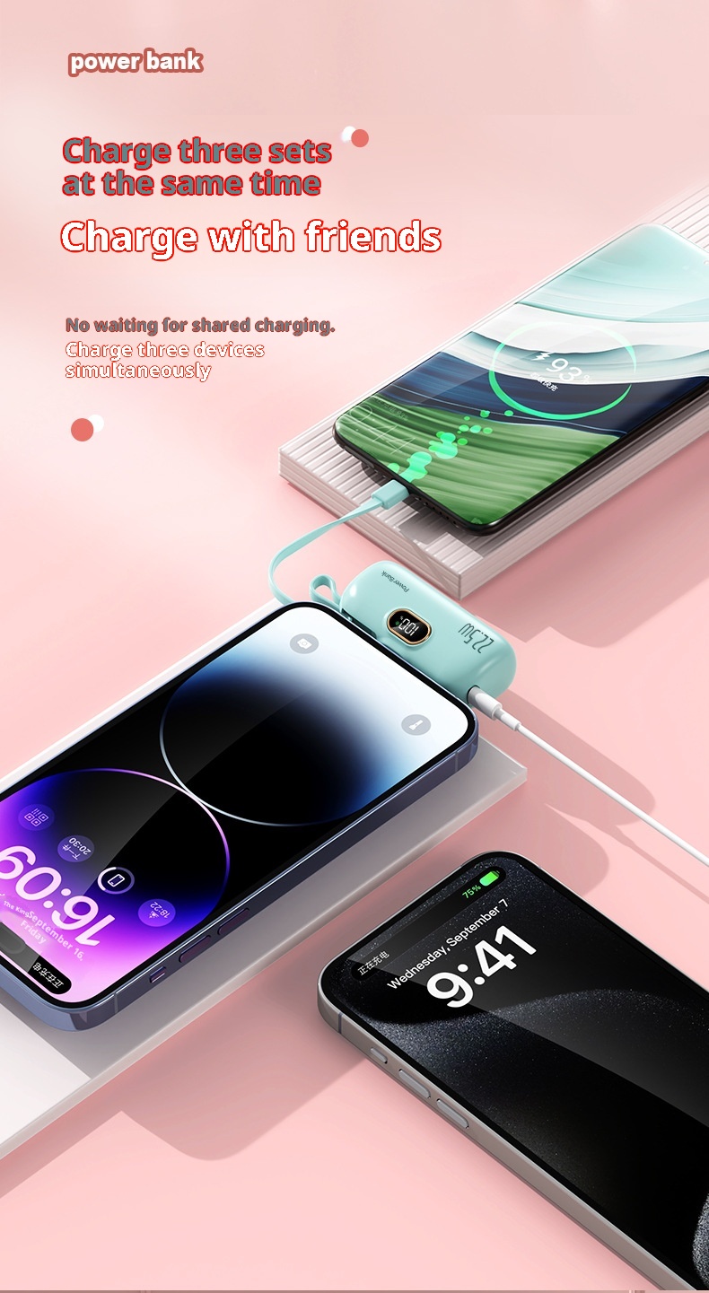 techglobe Cross-Border Digital Display Mini Compact Portable Capsule Pocket Bank 22.5W Fast Charging Mobile Power Wholesale_voghion.com