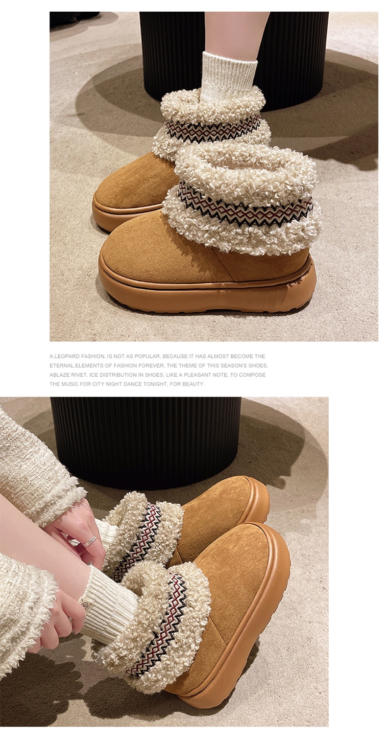 Zees Qidan Shoe Factory Women's Winter Snow Boots Korean Style Fleece-Lined Warm High-Top EVA Thick Sole Non-Slip Heel Cotton_voghion.com