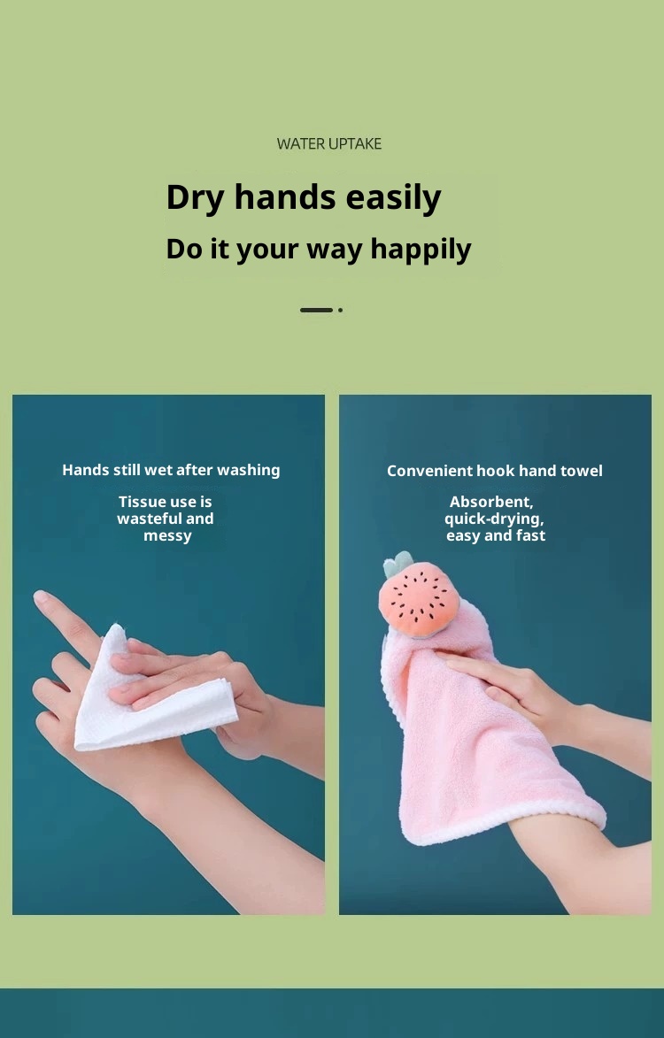Lillian Hanging Cute Cartoon Home Bathroom Hand Small Square Towel Non-Shedding Soft And Dirty-Resistant_voghion.com