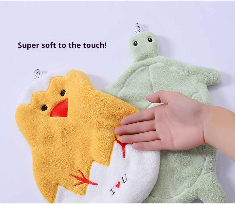 Lillian 2022 New Duck Hanging Cute Bear Bathroom Hand Cloth Absorbent Towel Thickened Household Handkerchief_voghion.com