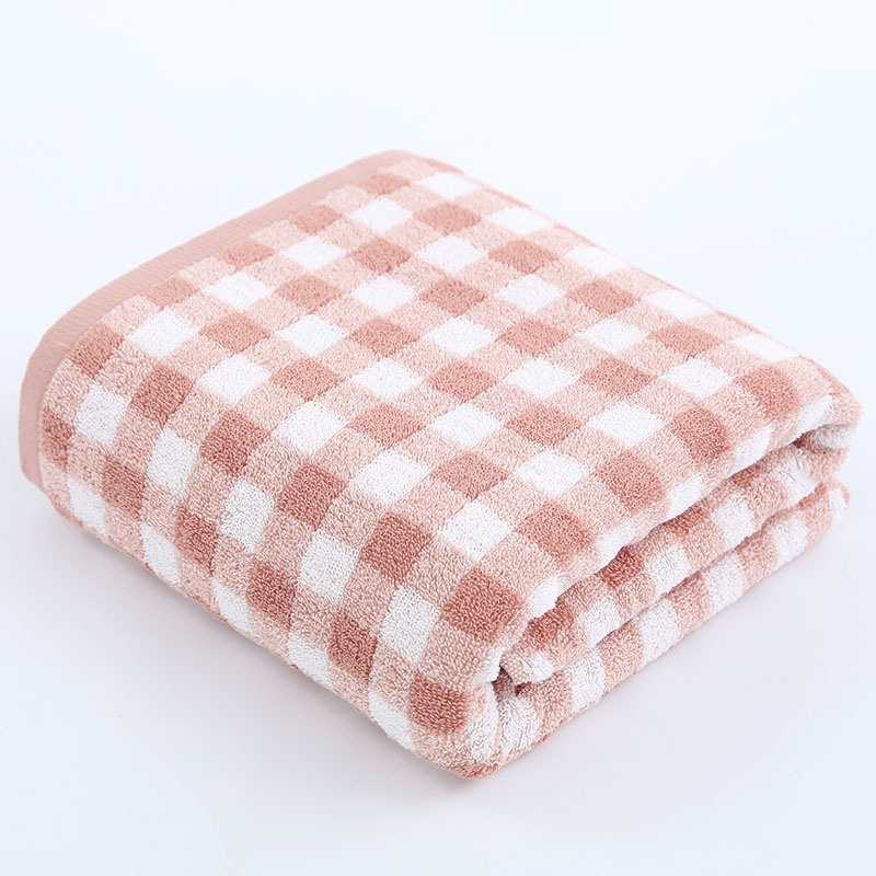 Lillian Badetuch im japanischen Stil von MUJI – Hochwertiges, weiches Frottee-Badetuch mit schlichtem Karomuster aus reiner Baumwolle – Neuware_voghion.com