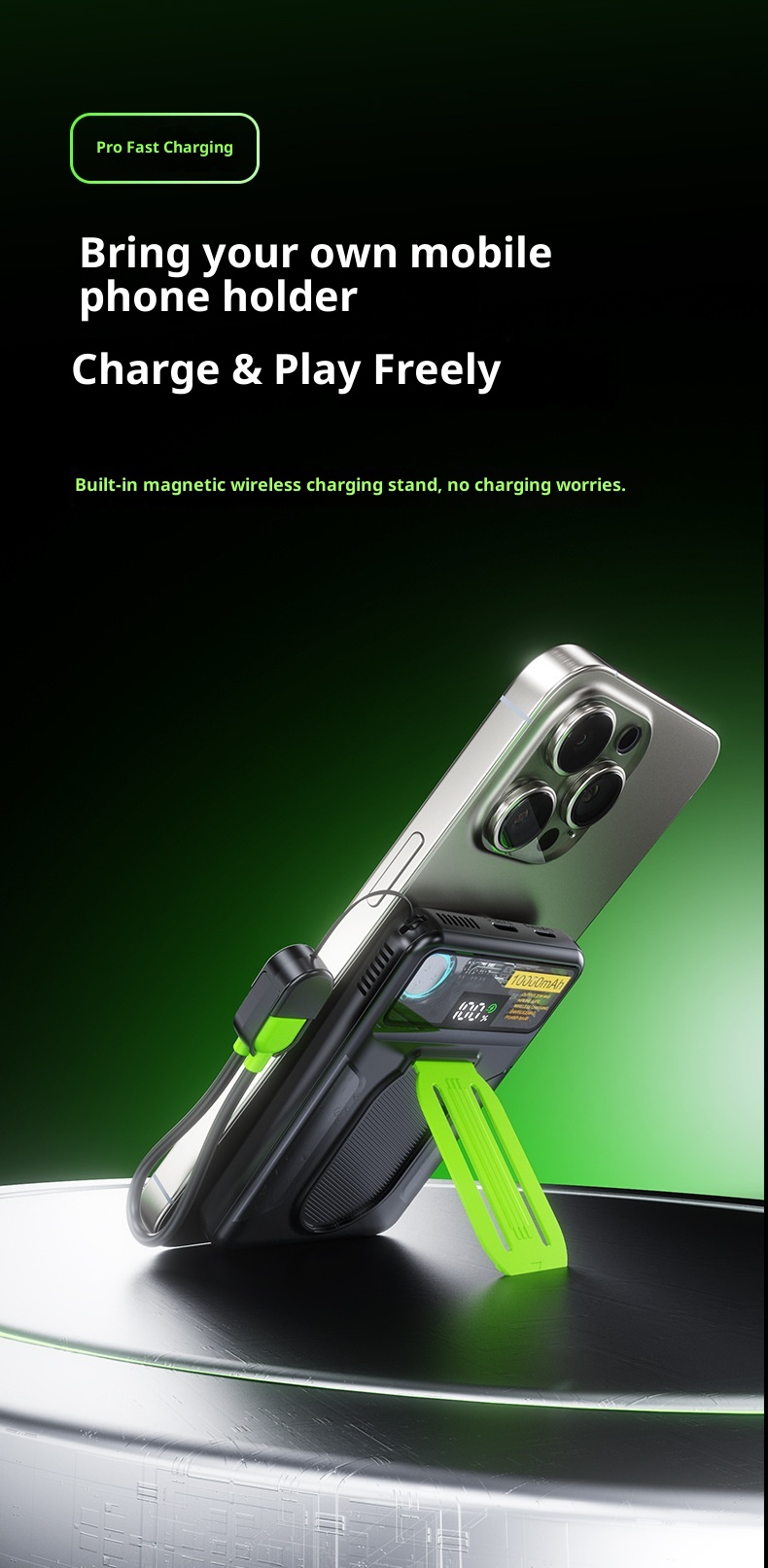 techglobe 22,5W Magnetische, transparente Powerbank mit integriertem Kabel, ultradünn, kompakt, Mini, tragbar, Geschenk, mobile Stromversorgung_voghion.com