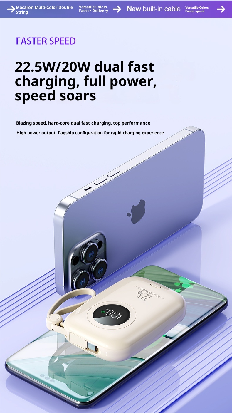 techglobe 2025 New Mini 20000mAh Super Fast Charging With Built-in Cable Power Bank Gift_voghion.com