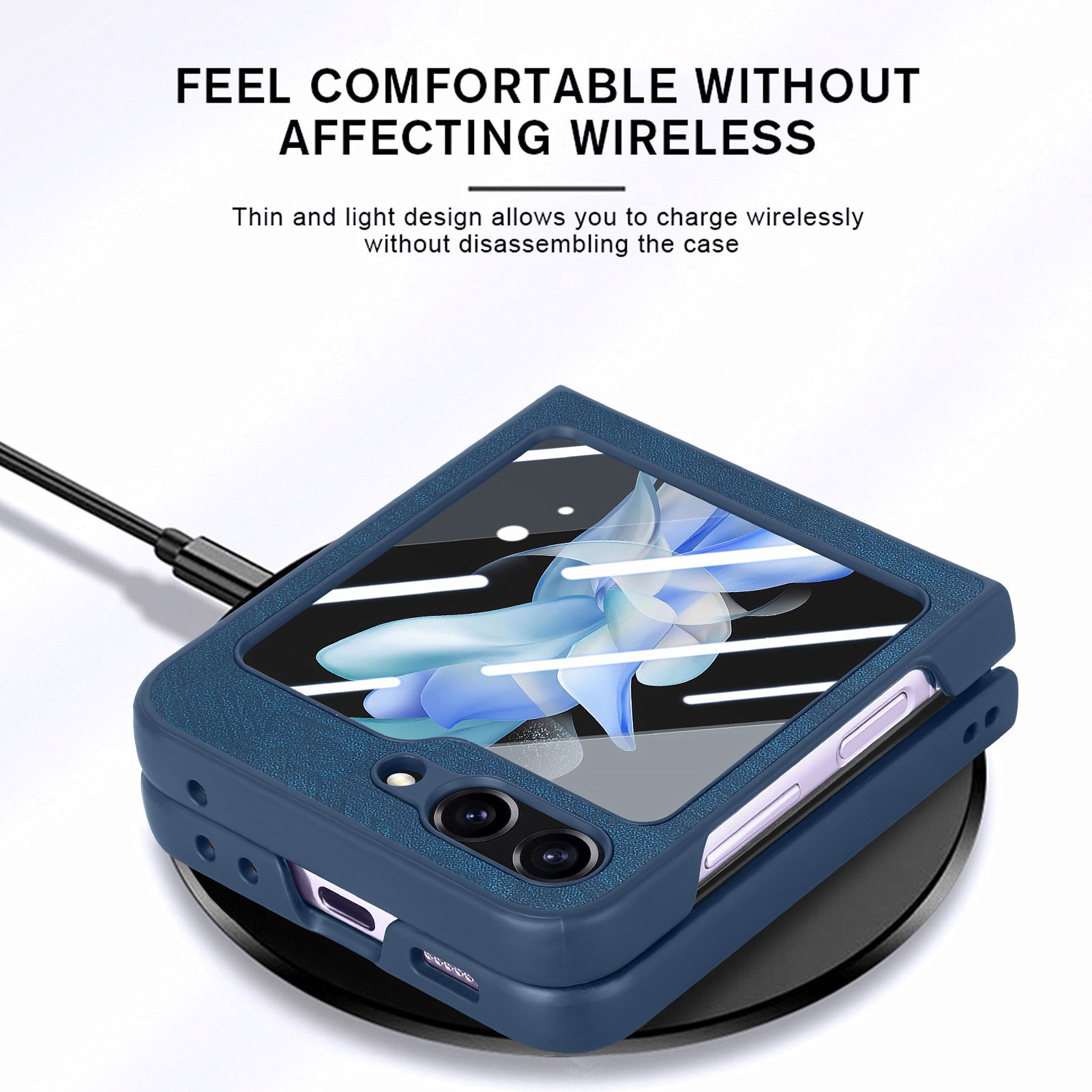 TechGlobe Compatibel met Samsung Z 5 Skin Feel Solid Color Oil Spray Flip 5/4 Protector Geïntegreerd Boven- en Onderscherm_voghion.com