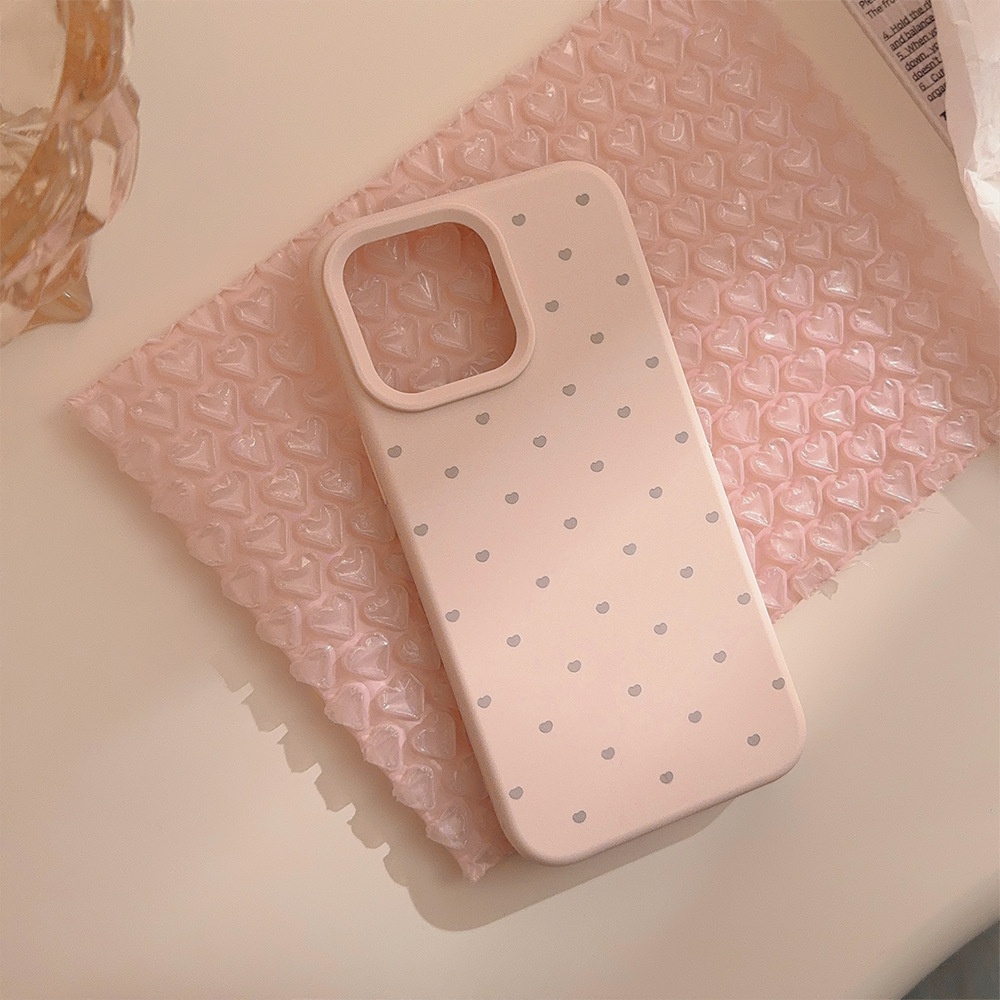 TechGlobe Soft And Adorable Heart Suitable For 17 Pro Max Korean Style Ins Wind IPhone 16 Phone Case 14 Silicone 15 Premium_voghion.com