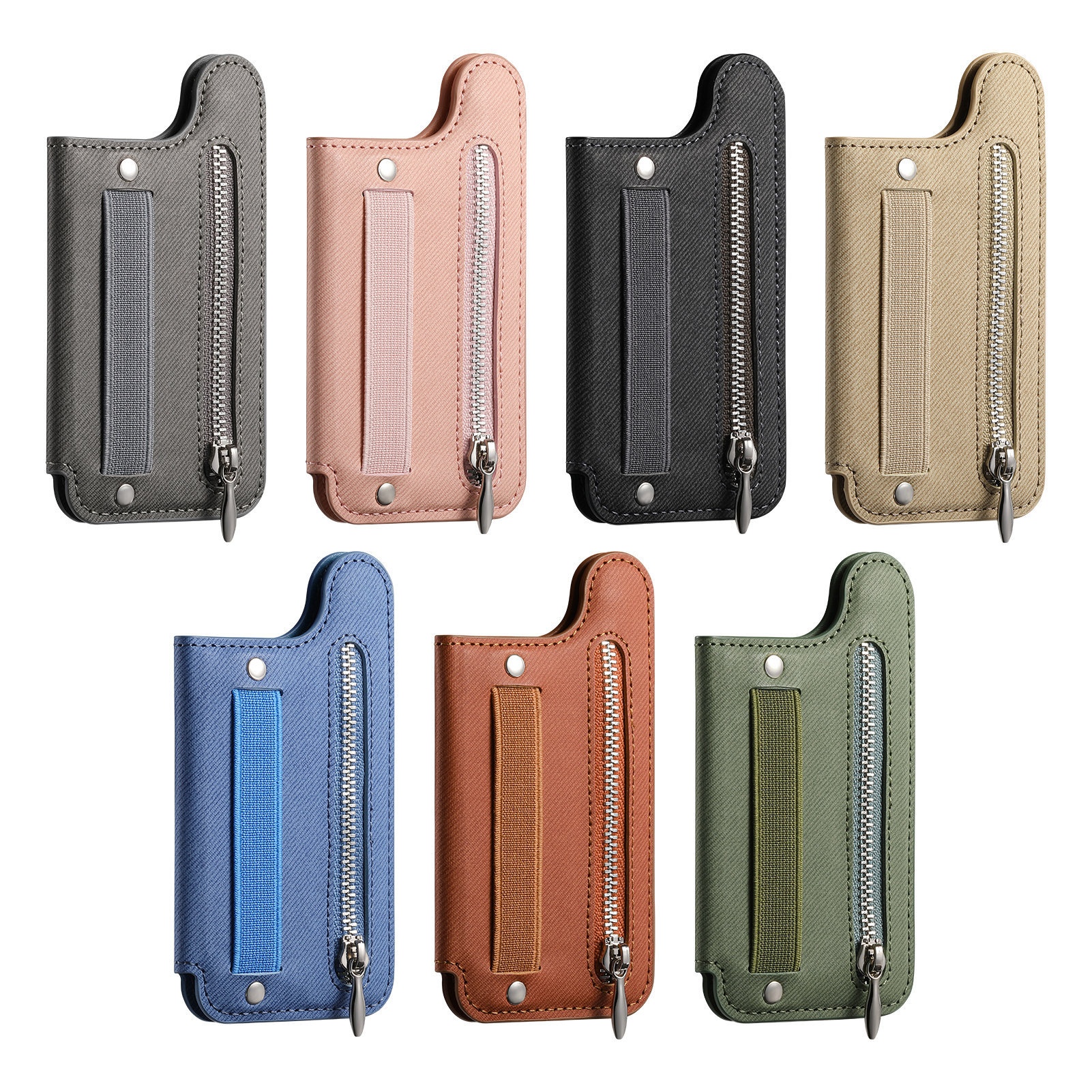 TechGlobe Rückseitenaufkleberhalter Kartenetui Links und Rechts Klappbar Große Aufbewahrung Brieftasche RFID Ständer Handytasche Handschlaufe Elastische Kordel_voghion.com