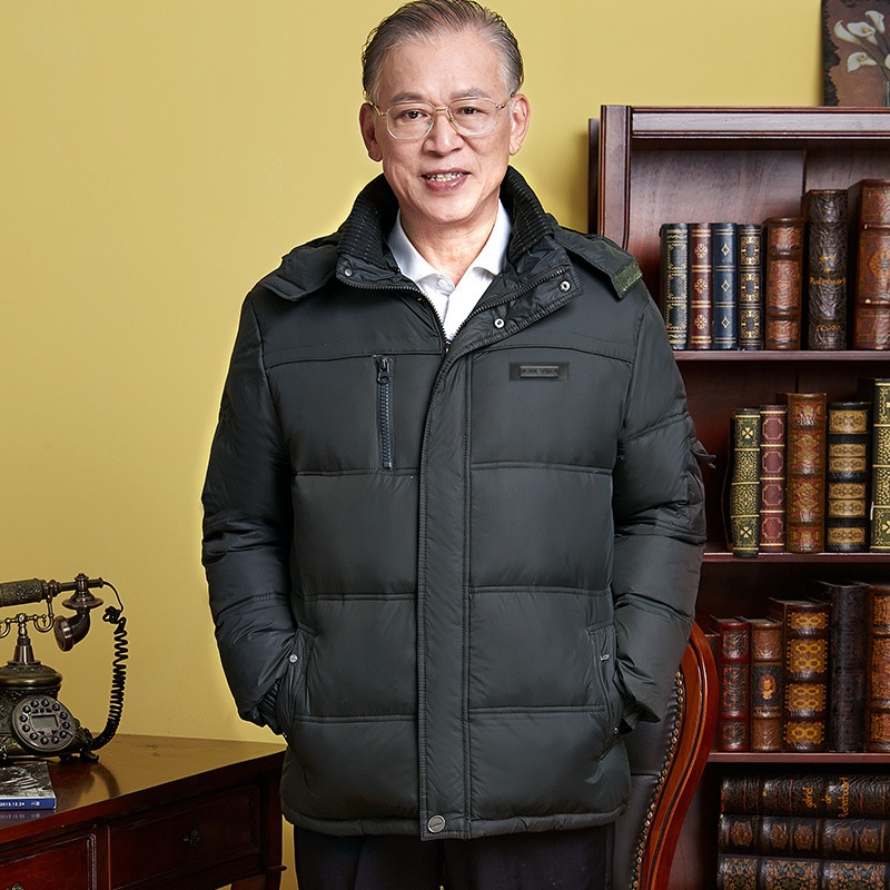 Veste pour homme d'âge mûr et senior avec col amovible, doudoune épaisse et décontractée pour l'hiver, style grand-père, grande taille._voghion.com