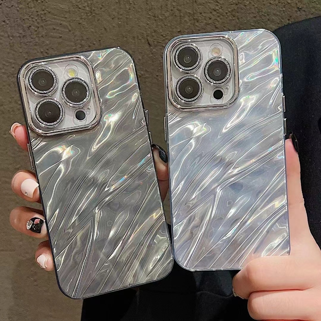 TechGlobe TechGlobe Water Ripple Glitter Lens Film Compatible With IPhone 15 14 Pro Max Phone Case 13/14 12 For Women Shiny_voghion.com