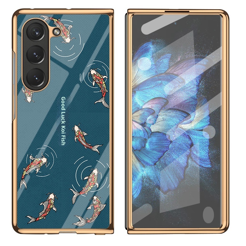 TechGlobe Suitable For Samsung Z 6 Phone W24 Electroplated Glass Protective Cover Fold 3/4 Hard Case Creative National Trend_voghion.com