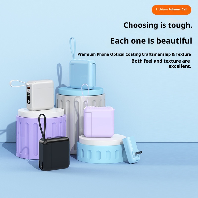 Batterie externe Techglobe 22,5 W à charge ultra-rapide avec prise secteur et câble intégré personnalisé, capacité de 20 000 mAh. Chargeur portable haute capacité._voghion.com